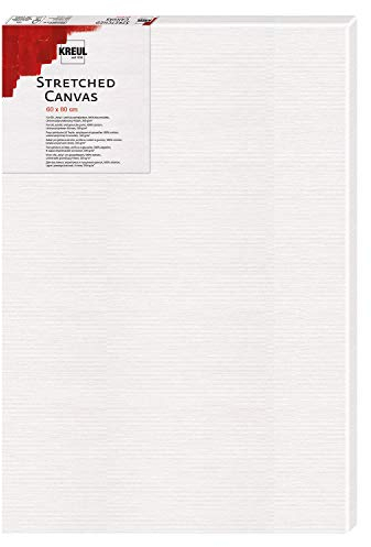 KREUL 596080 - Stretched Canvas, châssis 60 x 80 cm en qualité débutant, pour peinture acrylique et gouache, toile en coton avec 4 couches de fond, White