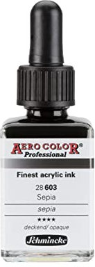 Schmincke - AERO COLOR® Professional, Sepia, 28 ml, 28 603 023, feinst-flüssige, farbstarke Acrylfarbe für Acrylmalerei, Airbrush, Mixed Media