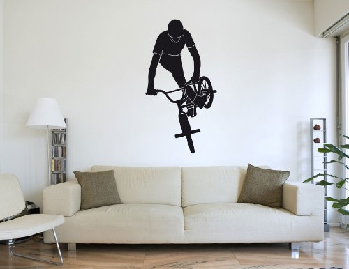PrimeStick Wandtattoo BMX - Fahrer #171A schwarz 60cm x 115cm (RAL9005)