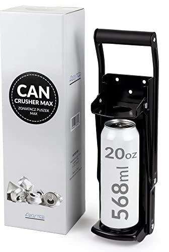 Froster Can Crusher MAX, Crushes 20 oz Cans 568ml Pint Beer Can, Plastic Bottle Crusher for Recycling, Wall Mounted, Sturdy