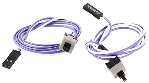 sourcing map 2 Pack 2-Pin Female PC Power Switch Cable, 22 Inches SW Cable Computer Switch PC Power On/Off & Reset Button Cord with Purple/White Sleeves for ATX Case Front Panel and Motherboard
