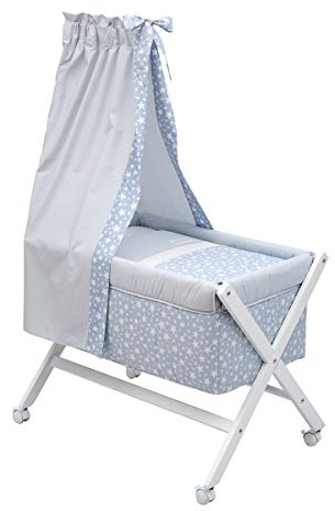 Cambrass 34986 Babybett Aus Holz X-Form plus Himmel (Stange) Kollektion, Star, 55 x 87 x 74 cm, hellblau