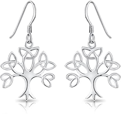 DTPsilver - 925 Sterling Silver Earrings Celtic Trinity Tree of Life Design