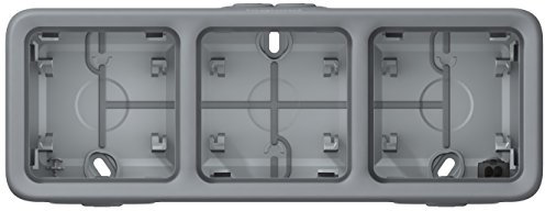 Legrand 069680 Boîtier Étanche à Embouts 3 Postes Horizontaux Plexo Composable IP55, Gris