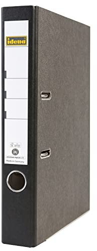 Idena 303002 - Ordner für DIN A4, 5 cm schmal, Wolkenmarmor, schwarz, 1 Stück