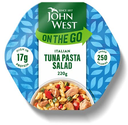 John West On The Go Italian Tuna Pasta Salad, 220 g Pot | High in Protein, 16 g Protein, Under 220 Calories, Ready-to-Eat, Ideal for Quick Lunches