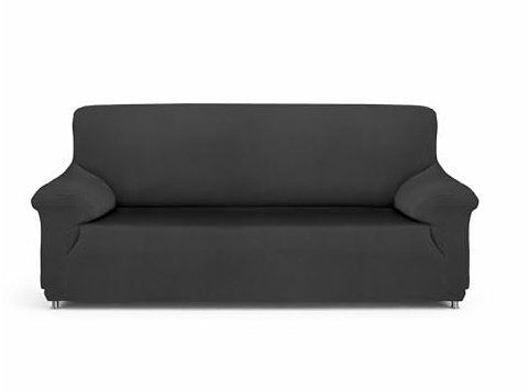 Textilhome Sofabezug TEIDE 2-Sitzer elastisch Sofaschoner Grau dehnbar | Elastische Passform für 2-Sitzer-Sofas von 130 bis 180 cm. Inklusive rutschfester Schaumstoffrollen für optimalen Halt.