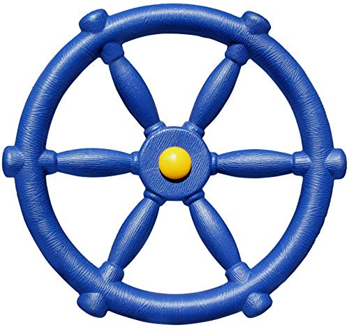 Jungle Gym Kingdom Pirate Ship Wheel for Kids - Toy Steering Wheel for Treehouse, Outdoor Playhouse, Backyard Playset or Swing Set - Playground Accessories & Attachments (Blue)