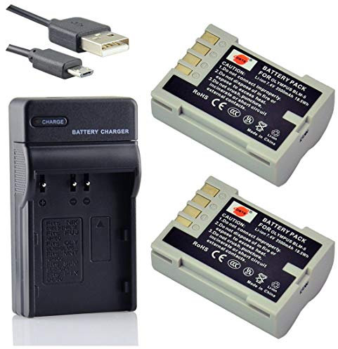 DSTE BLM-5 Li-Ionen Batterie (2-Pack) und Micro USB Ladegerät Anzug kompatibel mit Olympus E1 E5 E3 E300 E330 E500 E510 E520 C-8080 C-7070 C-5060 Digital Camera as Olympus PS-BLM5