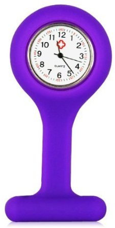 Boolavard TM Orologio da infermiere in silicone con spilla - orologio tascabile VIOLA