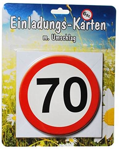 KULTFAKTOR GmbH 70. Geburtstag Einladungs-Karten mit Umschlag 6 Stück Weiss-rot 14cm Einheitsgröße