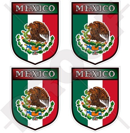 Mexiko Mexikanische Shield 50 mm (5,1 cm) Vinyl bumper-helmet Sticker, Aufkleber X4