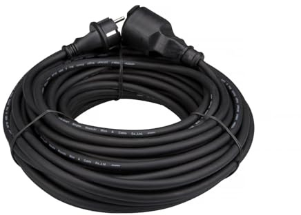 PEREL - EC25R15 Gummi Verlängerungskabel, 3G1,5, 25 m Länge, Schwarz 176619