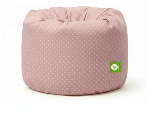 BeanLazy Large Pink Spots Bean Bag - 100% Cotton Floor Seat Seating (Filled)
