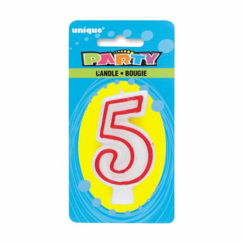 Number 5 Classic Birthday Candle (13cm) 1 Count - Perfect Celebration Candle for Any Events