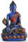 BUDDHAFIGUREN/Billy Held Medizinbuddha Buddhastatue aus Resin bemalt 13,5 cm hoch blau