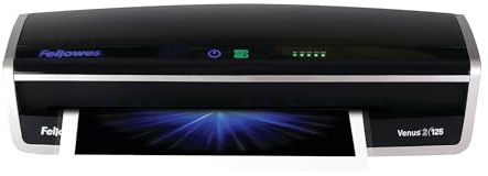 Fellowes Laminator Venus 2 125, Rapid 30-60 Second Warm-up Laminating Machine, with Laminating Pouches Kit (5734801), Black, Silver, 5.1 x 21.3 x 8.2