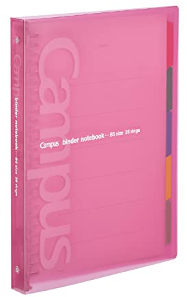 Kokuyo Binder Raccoglitore per quaderni B5, 26 anelli, apertura con interruttore, capacità 100 fogli, prodotto in Giappone (Rosa P333P)
