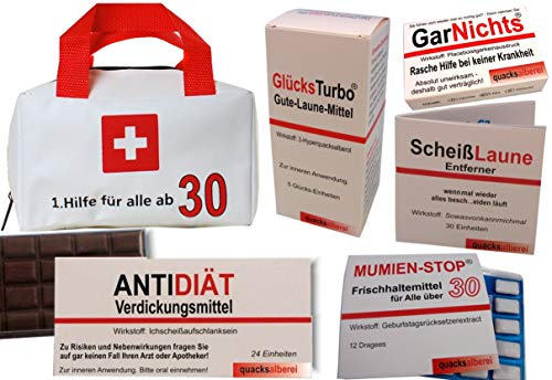 quacksalberei Erste Hilfe Tasche zum 30. Geburtstag (6-teilig)