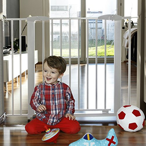 Barrera de seguridad Yael 72,5-81cm, de metal, blanca (extensiones hasta 132cm)