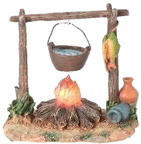 Fontanini by Roman Inc., LED Lighted Campfire, 5 Shepherds Collection, Nativity Figure and Accessories, Hand Sculpted and Painted