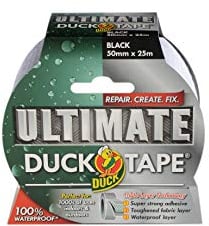 Duck Tape Ultimate Gewebeband, schwarz, 50 mm x 25 m, das ultimative, hochfeste, wasserdichte Gaffer- und Reparaturband, Gewebeband