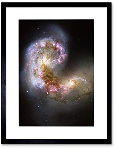 HUBBLE SPACE TELESCOPE COLLIDING GALAXIES BLACK FRAMED ART PRINT B12X2364