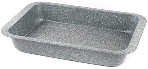Salter BW02774G Fuente Para Horno De La Colección Marblestone, 36cm, Rustidera, Antiadherente, Bandeja para Hornear, Fácil De Limpiar, Molde Apto Para Hornos De Hasta 220°C, Gris, 36 cm