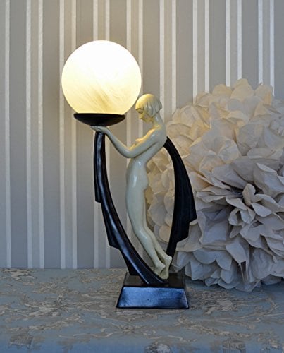 Figürliche Lampe mit Kugelschirm Tänzerin Art Deco Stil IS040 Palazzo Exklusiv