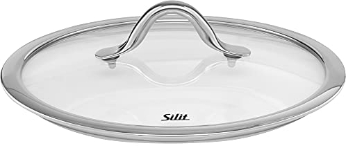 Silit Vitaliano Topfdeckel 24 cm, Glasdeckel mit Metallgriff, hitzebeständiges Glas