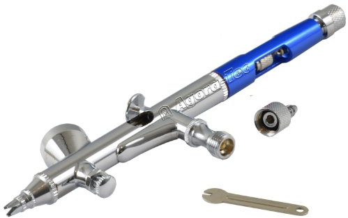 Agora-Tec® Airbrush Pistole AT-ADA-03 blau Double-Action 0,2 mm | 0,2 mm Edelstahldüse/-nadel, 2 ml Metalltank | Arbeitsdruck 1-3,5 bar | ideal für Modellbau, Nail-Art, Tattoos, Lackierungen