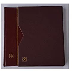 Goldhahn Leuchtturm Premium 64 schwarze Seiten A4 Briefmarkenalbum Einsteckbuch wattierter Ledereinband bordeaux mit Schutzkassette Briefmarken für Sammler