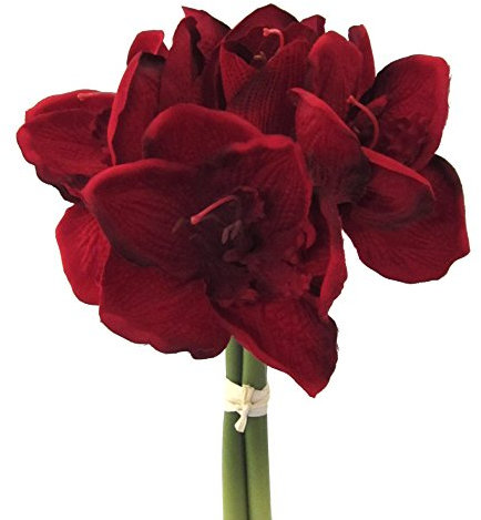 Gasper Kunstblume Amaryllis 32 cm. Bund mit 3 Amarillis. DUNKELROT -09