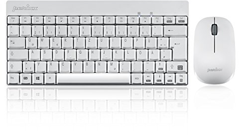 Perixx PERIDUO-712, Kabelloses Mini Tastatur und Maus Set - Minigröße - mit Nano Receiver - 2.4Gh - Weiß - Leicht und Klein