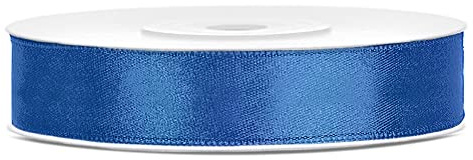 P&D Satinband 25m x 12mm Hochzeit DEKOBAND Geschenkband Antennenband Schleifenband, Farbe:Blau