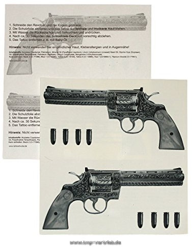 2 x Revolver Tattoo - Guns mit Patronen - Gangster Tattoo Links rechts (2)