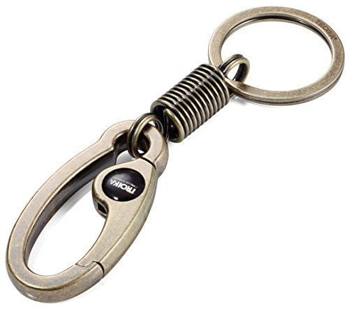 Troika Schlüsselanhänger, Motiv: TROIKA, Karabinerhaken, Feder, Metallguss, antikgold