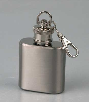 Petaca acero inoxidable satén/llavero 1oz/30ml