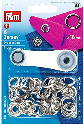 Prym Consumer Nähfrei-Druckknopf Jersey Messing 18mm, Farbe:silberfarbig
