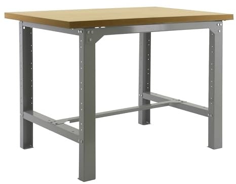 SimonRack Werkbank 600 kg Belastbarkeit, 86,5x120x75 cm, Große Arbeitsfläche Arbeitsfläche, Arbeitstisch, Holz-Arbeitsplatte, Grau/Holz Mdf - BT6