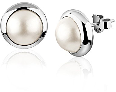 Nenalina Ohrstecker 925 Silber Damen Ohrringe rund mit Mabe-Perle 10 mm für Frauen