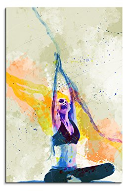 Paul Sinus Art 90x60cm Yoga IV Wandbild SPORTBILD Aquarell Art bunte Farben Entspannung