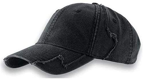 noTrash2003 Baseball Cap aus gewaschener Chino Baumwolle in Vintage (Destroyed/Distressed) Optik mit ausgefranster Patchwork Struktur in (Schwarz)