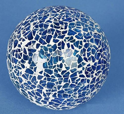 Shophaus24 Deko Glas Keramik Kugel Mosaik Türkis/Blau. Durchmesser 12cm