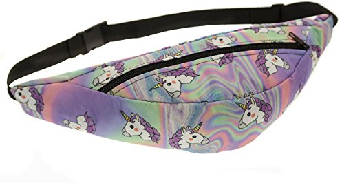 Modische Gürteltasche Sporttasche Bauchtasche mit Reissverschluss Hüfttasche verschiedenen Mustern Einhorn Unicorn [021]
