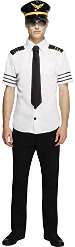 Smiffys Fever Mile High Costume, Black with Hat, Shirt and Tie, Fever Male Fancy Dress, Adult Dress Up Costumes