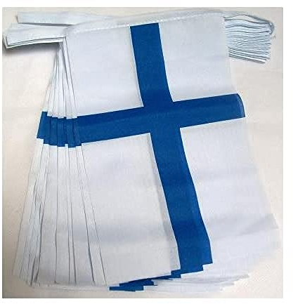 AZ FLAG Ghirlanda 6 Metri 20 Bandiere Finlandia 21x15cm, Bandiera Finlandese 15 x 21 cm - Festone Bandierine