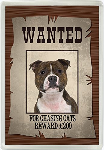 Staffordshire Bull Terrier Staffie Dog Wanted Criminal Poster Humour Jumbo Fridge Magnet Gift 483