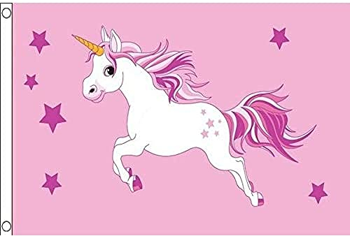 AZ FLAG - Flagge Rosaes Einhorn - 150x90 cm - Unicorn Fahne 100% Polyester mit Messing-Ösen - 110g