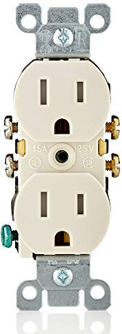 Leviton T5320-TMP Enchufe doble empotrable, 15 A, 125 V, resistente a manipulaciones (paquete de 10), almendra claro